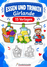 Essen und Trinken – Fensterdeko – Basteln – Ausmalbild – Ausschneiden – 15 Vorlagen – Cover