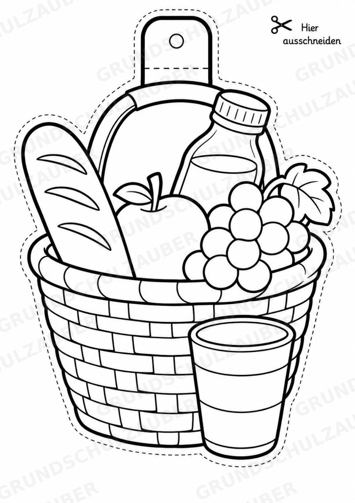 Essen und Trinken – Fensterdeko – Basteln – Ausmalbild – Ausschneiden – 15 Vorlagen – Materialseite 2