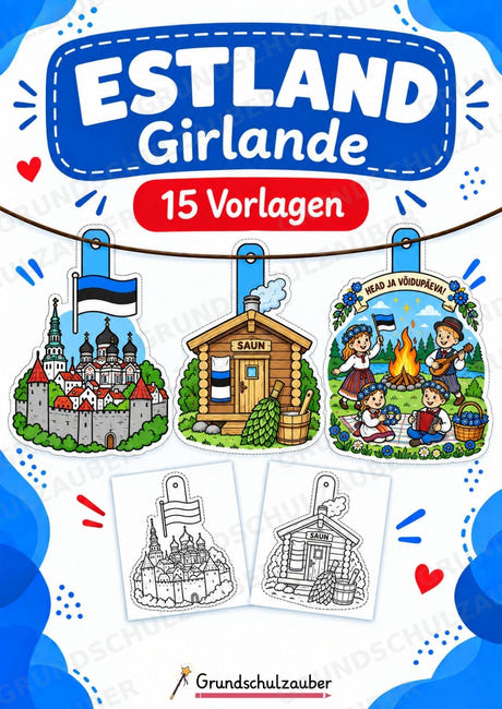 Estland – Fensterdeko – Basteln – Ausmalbild – Ausschneiden – 15 Vorlagen – Cover