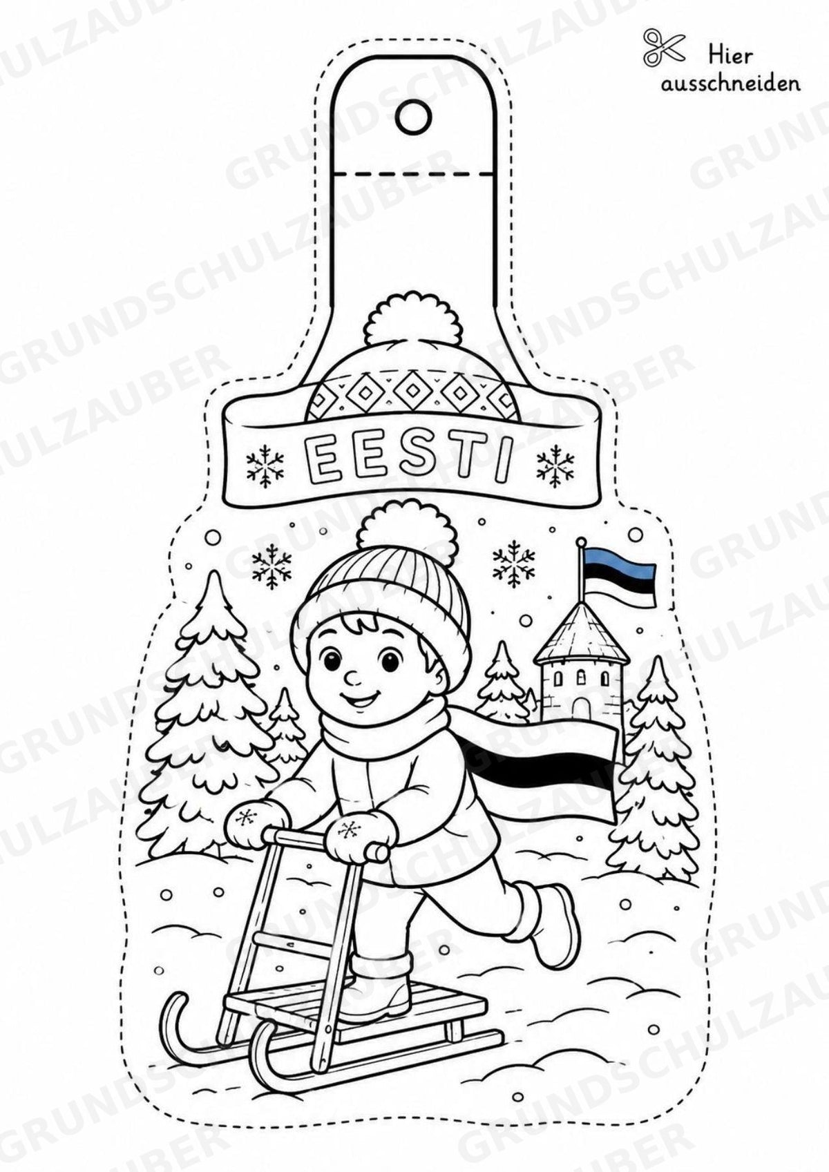 Estland – Fensterdeko – Basteln – Ausmalbild – Ausschneiden – 15 Vorlagen – Materialseite 13