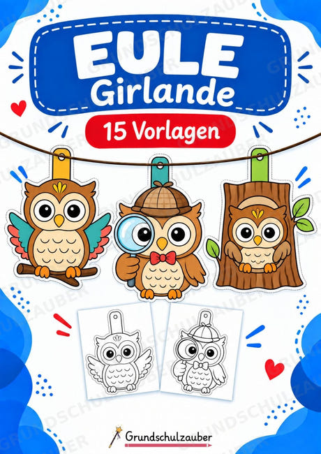 Eule – Fensterdeko – Basteln – Ausmalbild – Ausschneiden – 15 Vorlagen – Cover