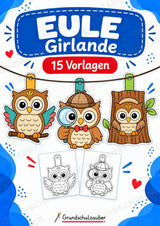 Eule – Fensterdeko – Basteln – Ausmalbild – Ausschneiden – 15 Vorlagen – Cover