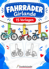 Fahrräder – Fensterdeko – Basteln – Ausmalbild – Ausschneiden – 15 Vorlagen – Cover