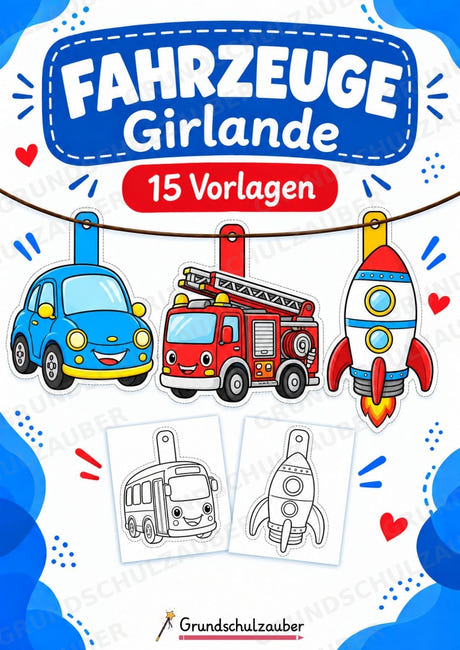 Fahrzeuge – Fensterdeko – Basteln – Ausmalbild – Ausschneiden – 15 Vorlagen – Cover