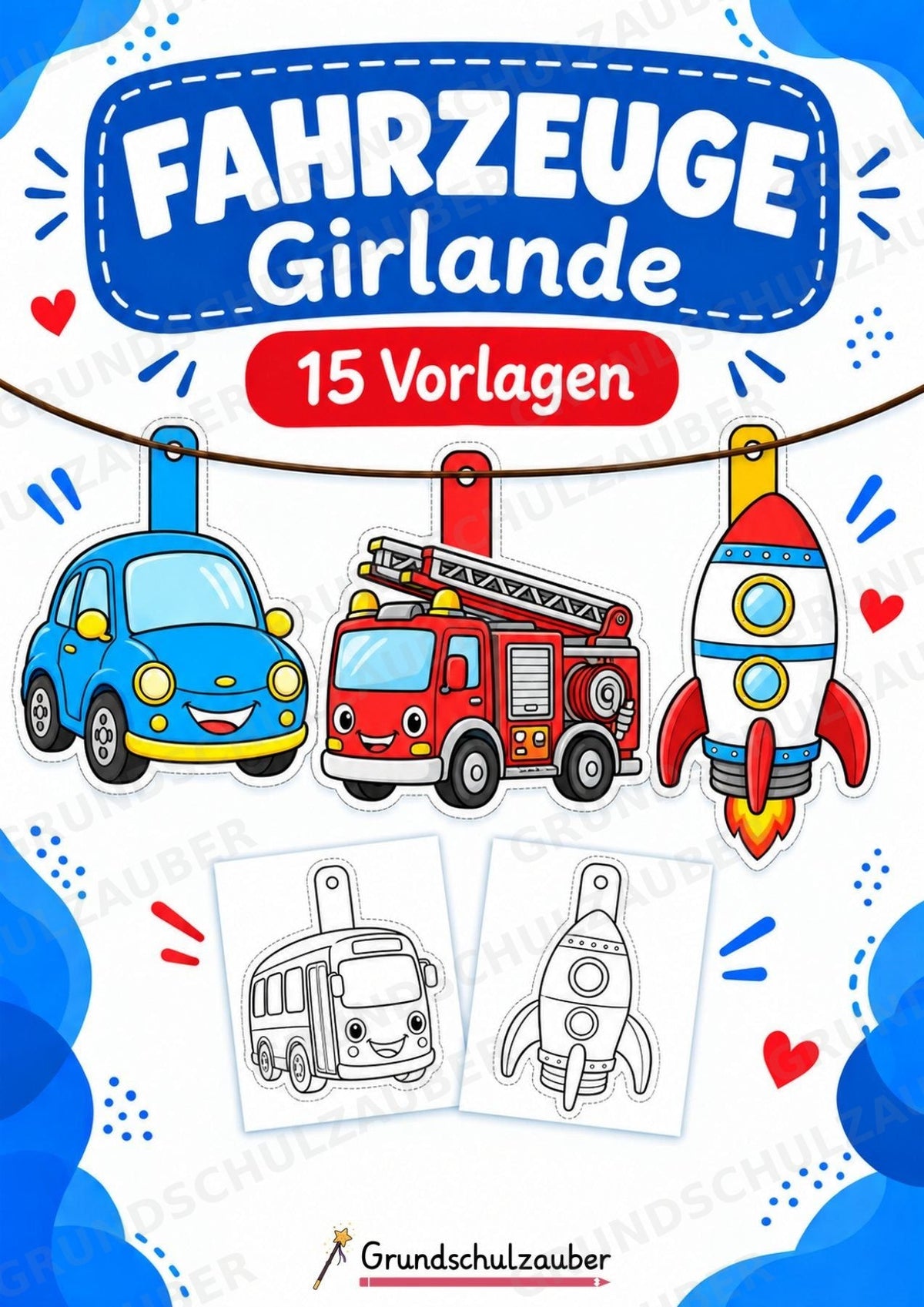 Fahrzeuge – Fensterdeko – Basteln – Ausmalbild – Ausschneiden – 15 Vorlagen – Cover