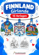 Finnland – Fensterdeko – Basteln – Ausmalbild – Ausschneiden – 15 Vorlagen – Cover