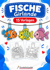 Fische – Fensterdeko – Basteln – Ausmalbild – Ausschneiden – 15 Vorlagen – Cover