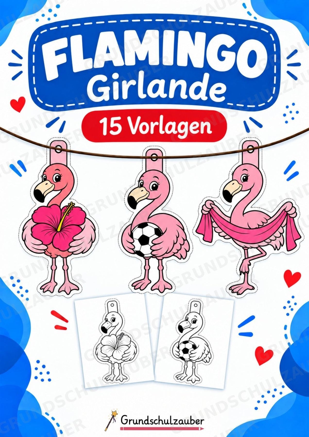 Flamingo – Fensterdeko – Basteln – Ausmalbild – Ausschneiden – 15 Vorlagen – Cover