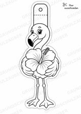 Flamingo – Fensterdeko – Basteln – Ausmalbild – Ausschneiden – 15 Vorlagen – Materialseite 2