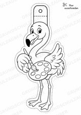 Flamingo – Fensterdeko – Basteln – Ausmalbild – Ausschneiden – 15 Vorlagen – Materialseite 5
