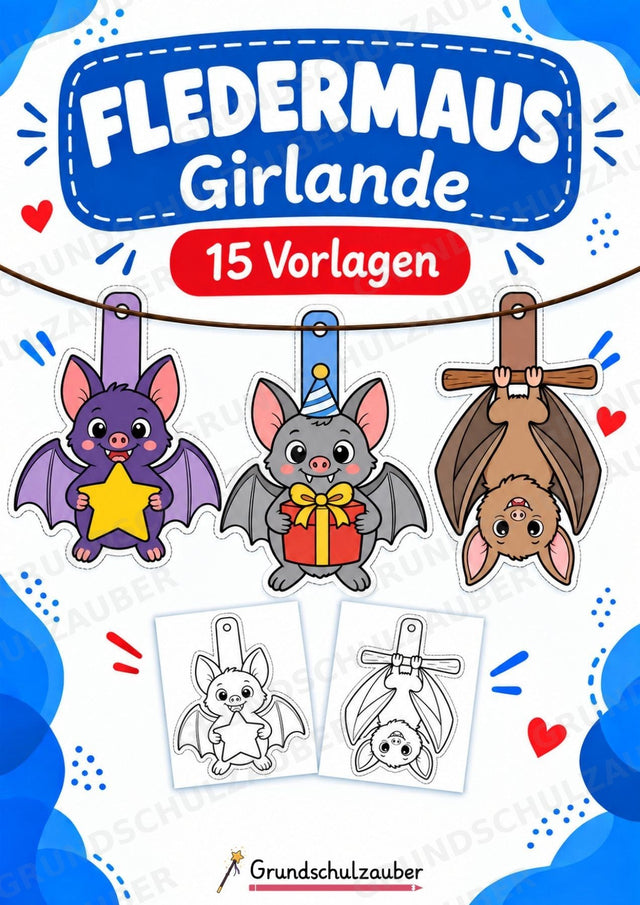 Fledermaus – Fensterdeko – Basteln – Ausmalbild – Ausschneiden – 15 Vorlagen – Cover