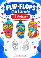 Flip Flops – Fensterdeko – Basteln – Ausmalbild – Ausschneiden – 15 Vorlagen – Cover