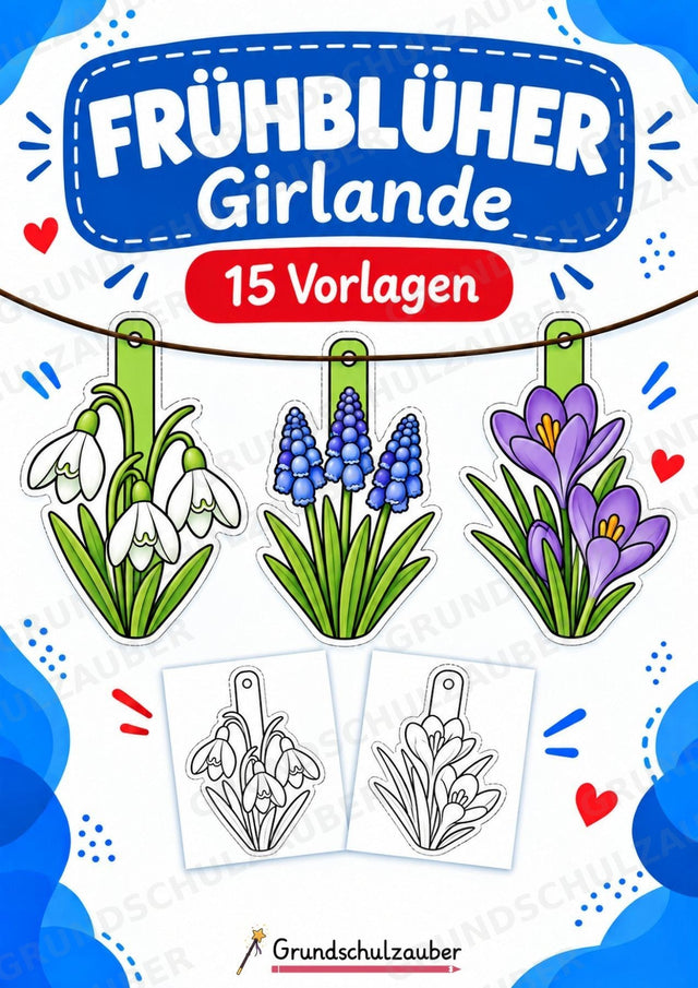 Frühblüher – Fensterdeko – Basteln – Ausmalbild – Ausschneiden – 15 Vorlagen – Cover