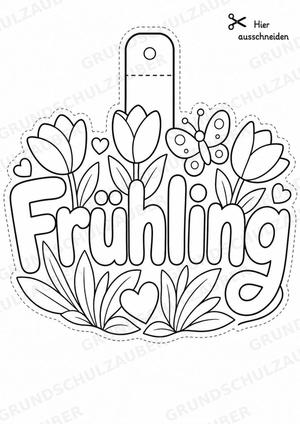 Frühling – Fensterdeko – Basteln – Ausmalbild – Ausschneiden – 15 Vorlagen – Materialseite 16