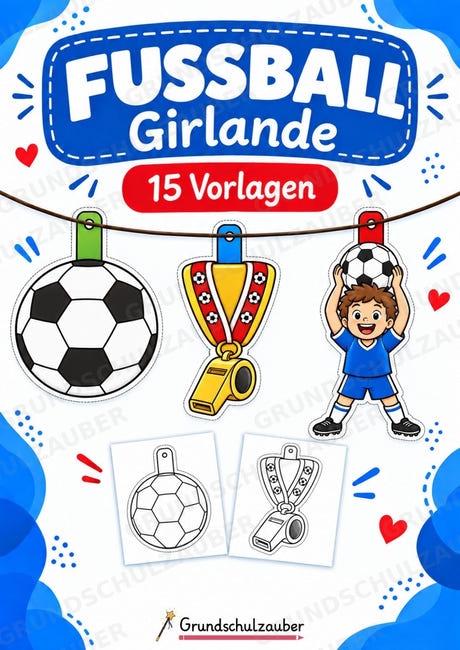 Fußball – Fensterdeko – Basteln – Ausmalbild – Ausschneiden – 15 Vorlagen – Cover