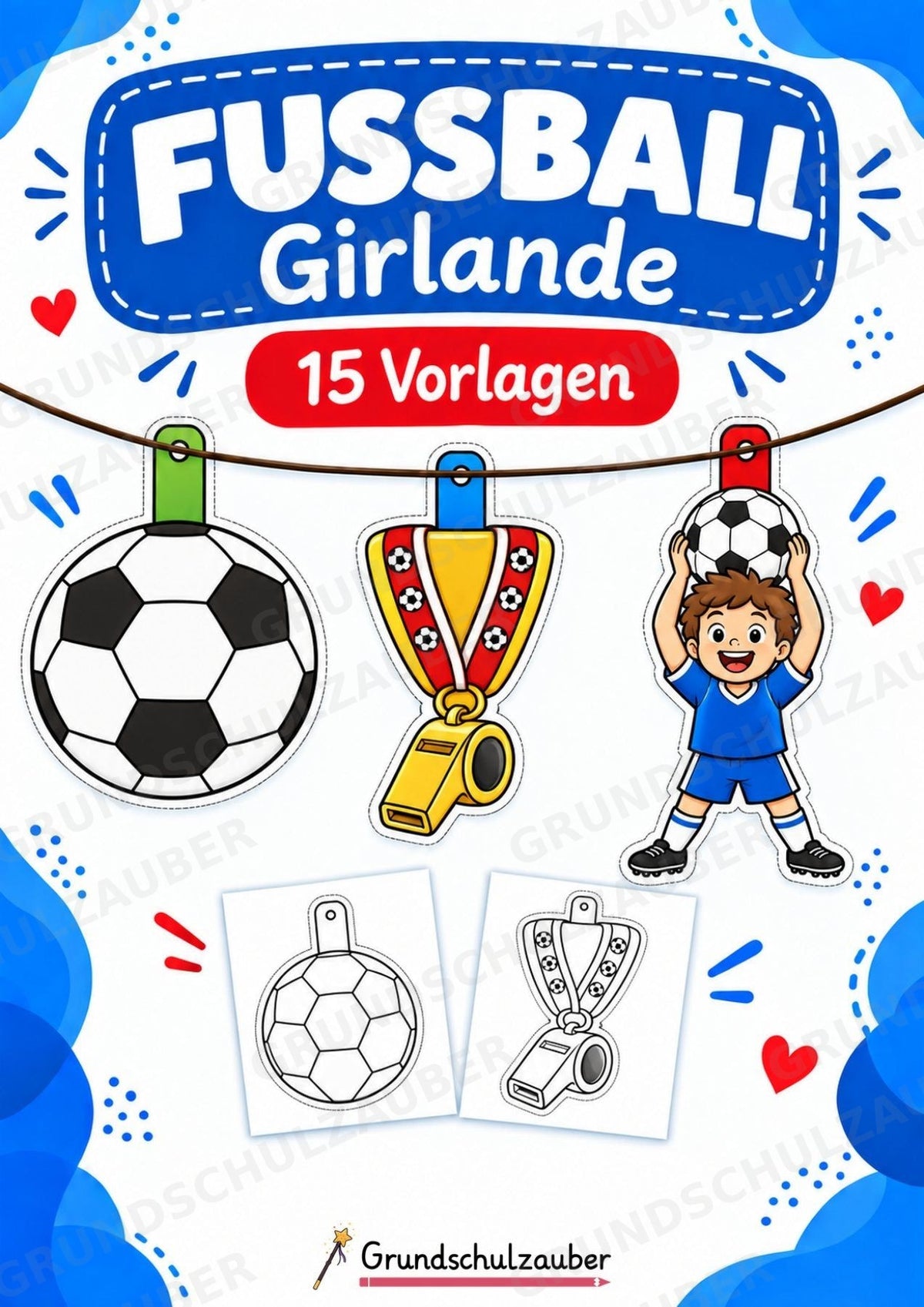 Fußball – Fensterdeko – Basteln – Ausmalbild – Ausschneiden – 15 Vorlagen – Cover