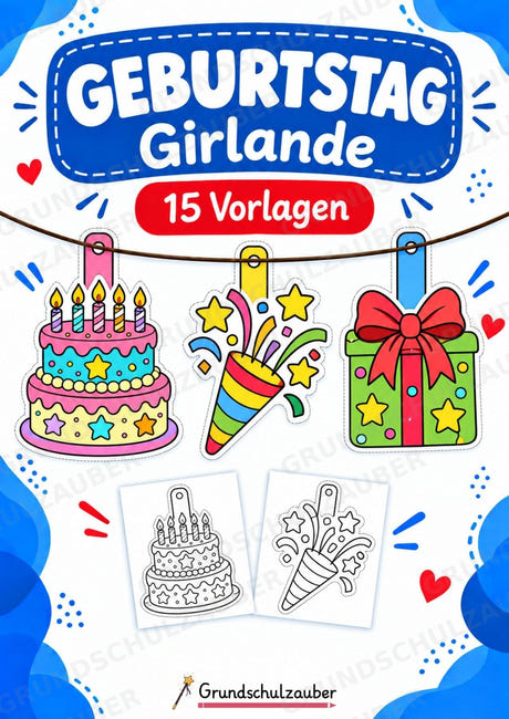 Geburtstag – Fensterdeko – Basteln – Ausmalbild – Ausschneiden – 15 Vorlagen – Cover