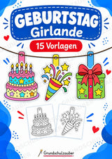 Geburtstag – Fensterdeko – Basteln – Ausmalbild – Ausschneiden – 15 Vorlagen – Cover
