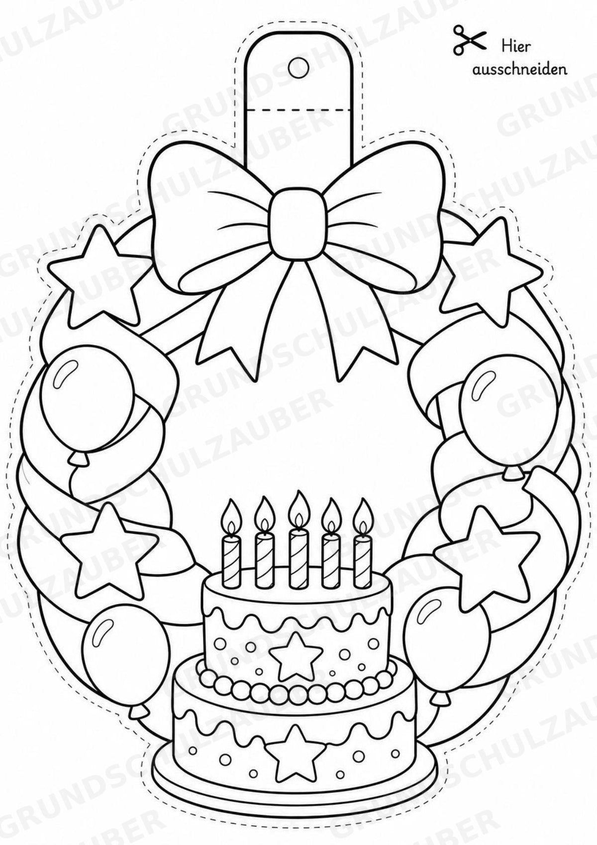 Geburtstag – Fensterdeko – Basteln – Ausmalbild – Ausschneiden – 15 Vorlagen – Materialseite 16