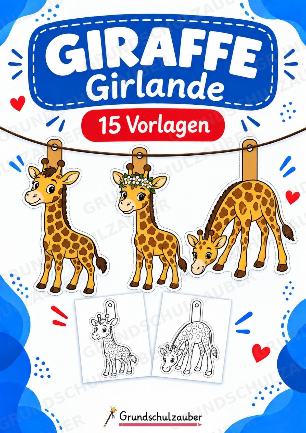 Giraffe – Fensterdeko – Basteln – Ausmalbild – Ausschneiden – 15 Vorlagen – Cover