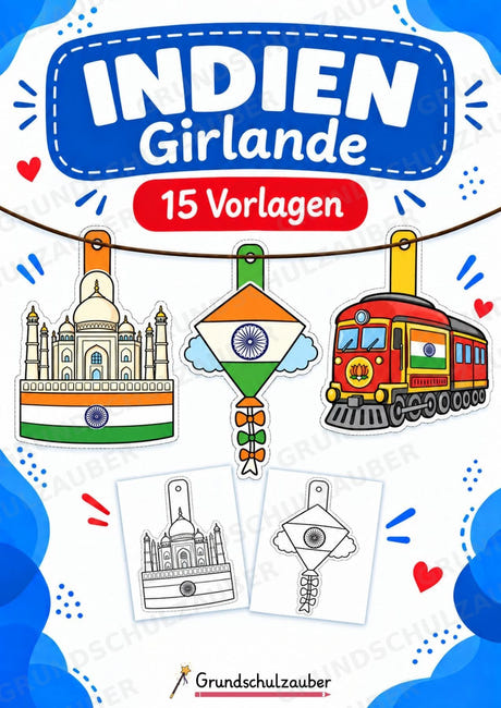 Indien – Fensterdeko – Basteln – Ausmalbild – Ausschneiden – 15 Vorlagen – Cover