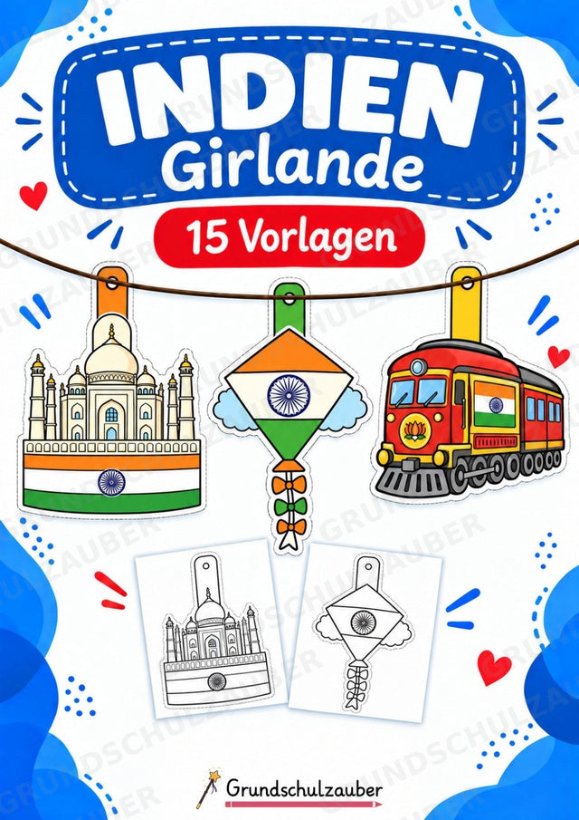 Indien – Fensterdeko – Basteln – Ausmalbild – Ausschneiden – 15 Vorlagen – Cover