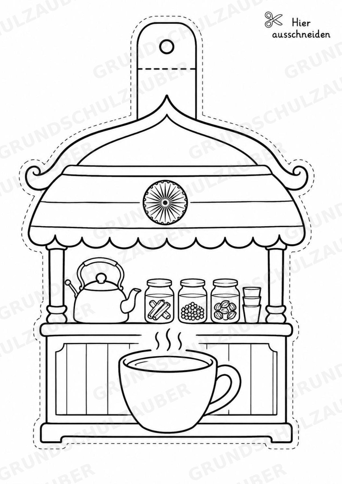 Indien – Fensterdeko – Basteln – Ausmalbild – Ausschneiden – 15 Vorlagen – Materialseite 10
