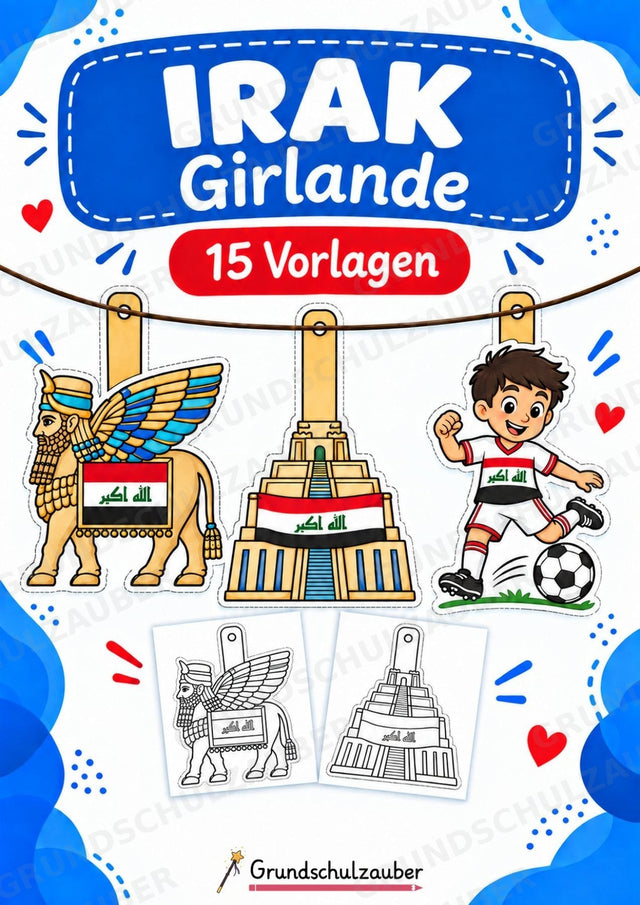 Irak – Fensterdeko – Basteln – Ausmalbild – Ausschneiden – 15 Vorlagen – Cover