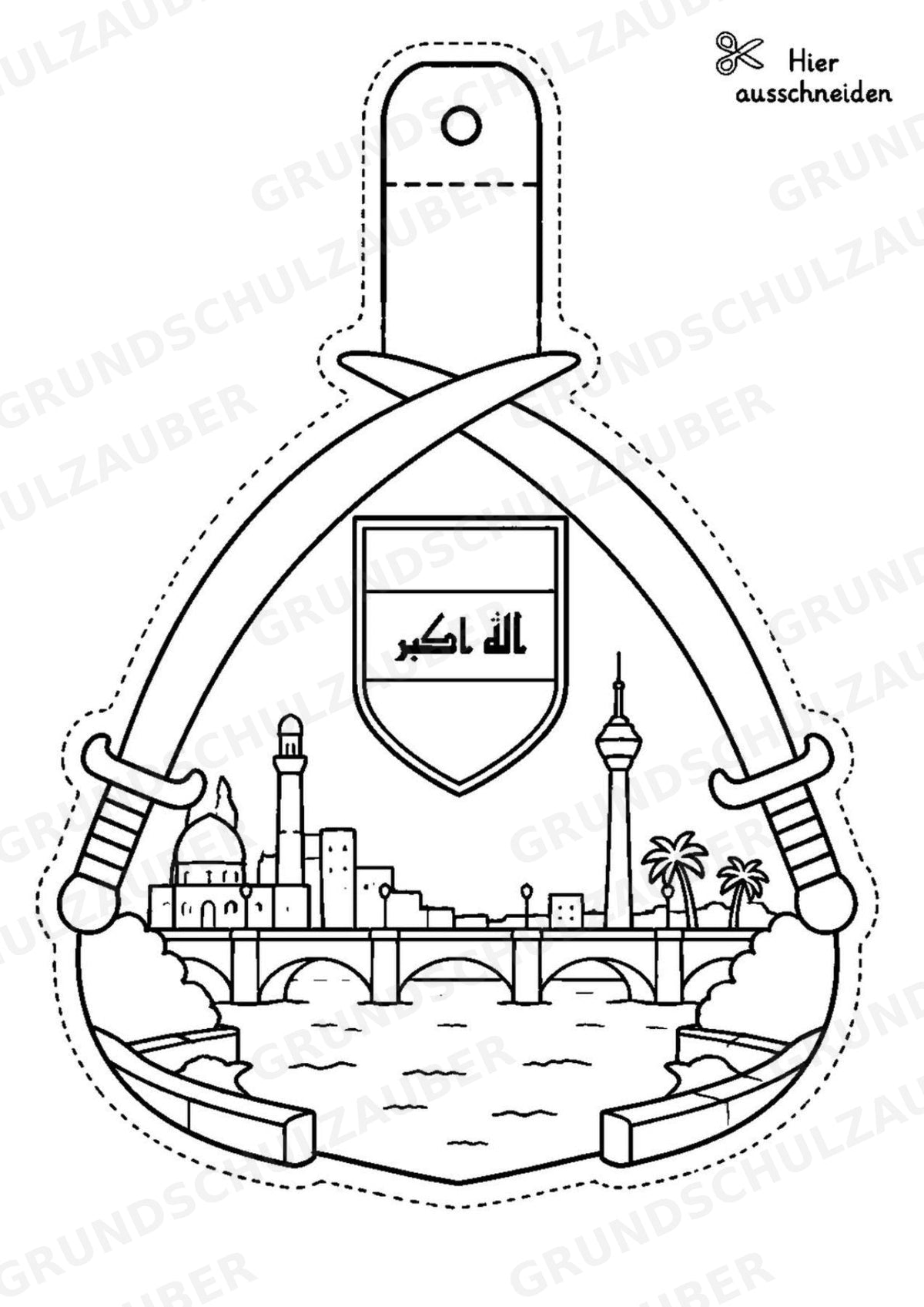 Irak – Fensterdeko – Basteln – Ausmalbild – Ausschneiden – 15 Vorlagen – Materialseite 8