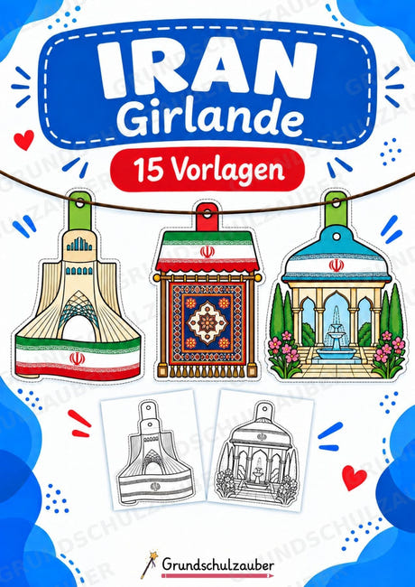 Iran – Fensterdeko – Basteln – Ausmalbild – Ausschneiden – 15 Vorlagen – Cover