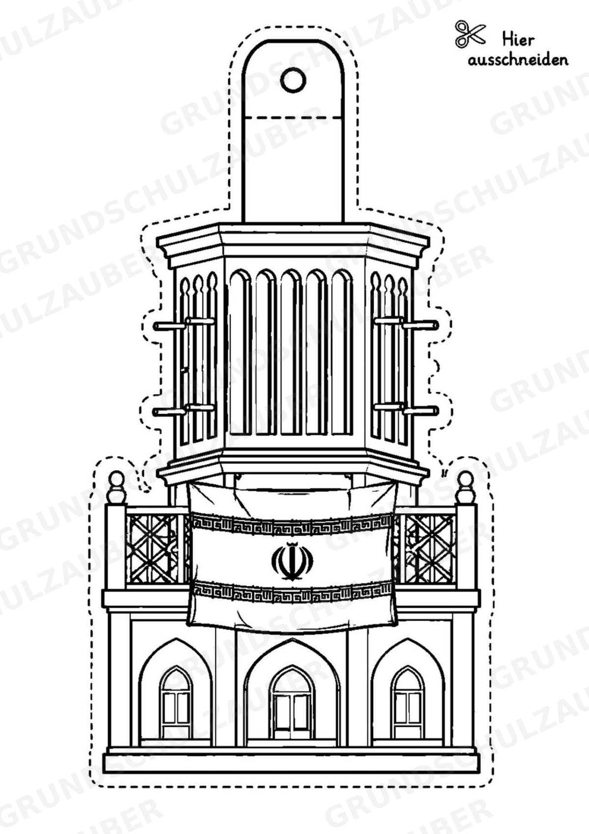 Iran – Fensterdeko – Basteln – Ausmalbild – Ausschneiden – 15 Vorlagen – Materialseite 15