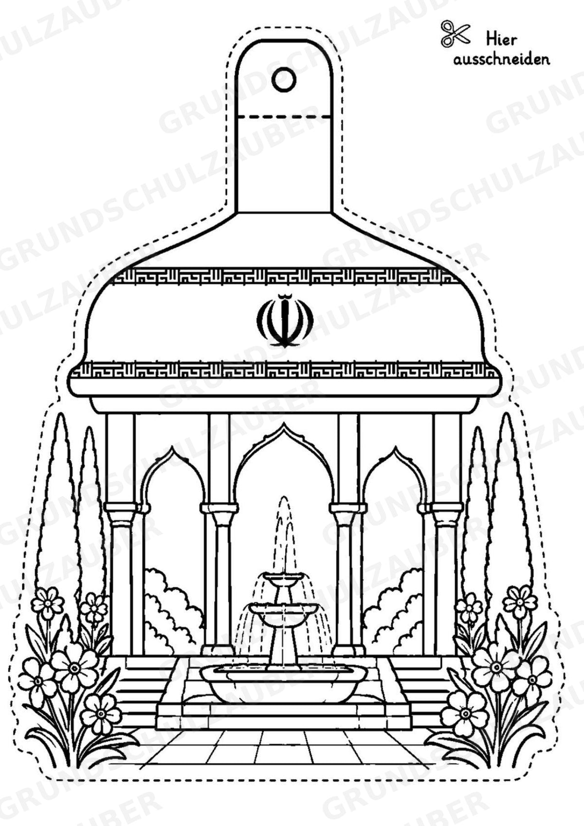 Iran – Fensterdeko – Basteln – Ausmalbild – Ausschneiden – 15 Vorlagen – Materialseite 16