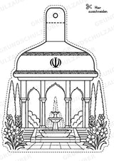 Iran – Fensterdeko – Basteln – Ausmalbild – Ausschneiden – 15 Vorlagen – Materialseite 16