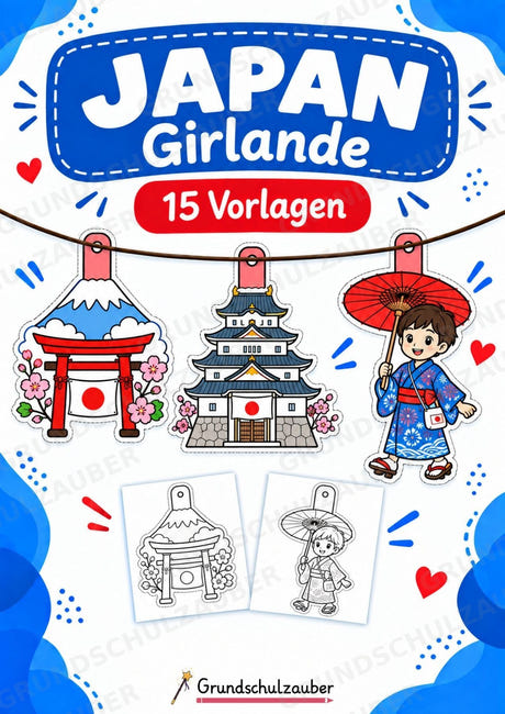 Japan – Fensterdeko – Basteln – Ausmalbild – Ausschneiden – 15 Vorlagen – Cover