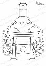 Japan – Fensterdeko – Basteln – Ausmalbild – Ausschneiden – 15 Vorlagen – Materialseite 2
