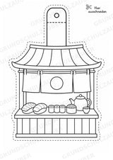 Japan – Fensterdeko – Basteln – Ausmalbild – Ausschneiden – 15 Vorlagen – Materialseite 5