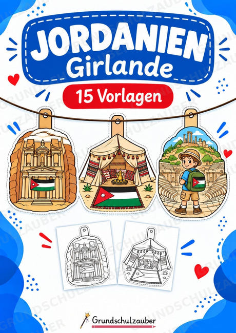 Jordanien – Fensterdeko – Basteln – Ausmalbild – Ausschneiden – 15 Vorlagen – Cover