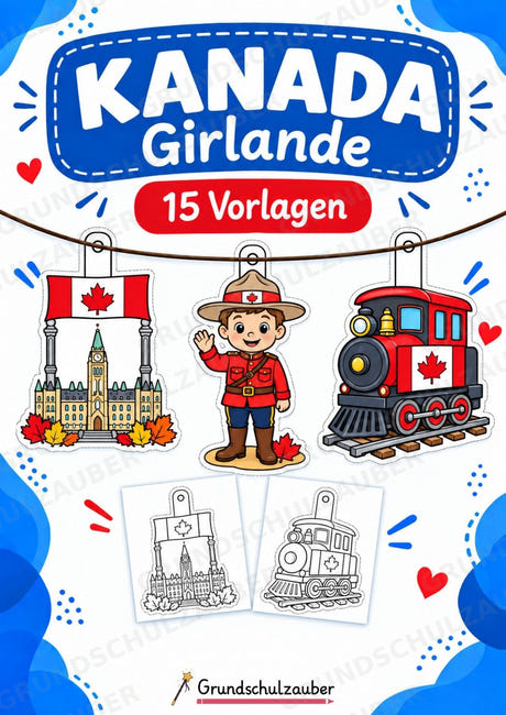 Kanada – Fensterdeko – Basteln – Ausmalbild – Ausschneiden – 15 Vorlagen – Cover