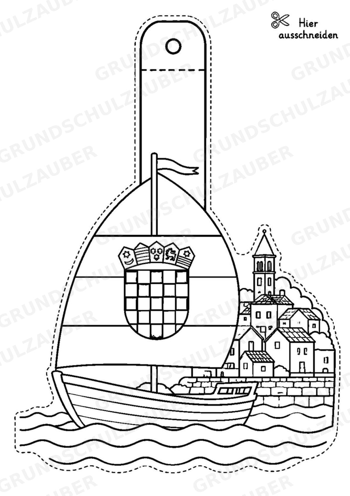 Kroatien – Fensterdeko – Basteln – Ausmalbild – Ausschneiden – 15 Vorlagen – Materialseite 5