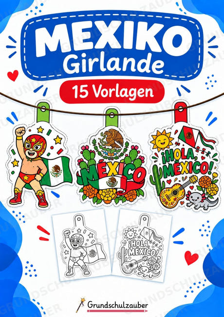 Mexiko – Fensterdeko – Basteln – Ausmalbild – Ausschneiden – 15 Vorlagen – Cover