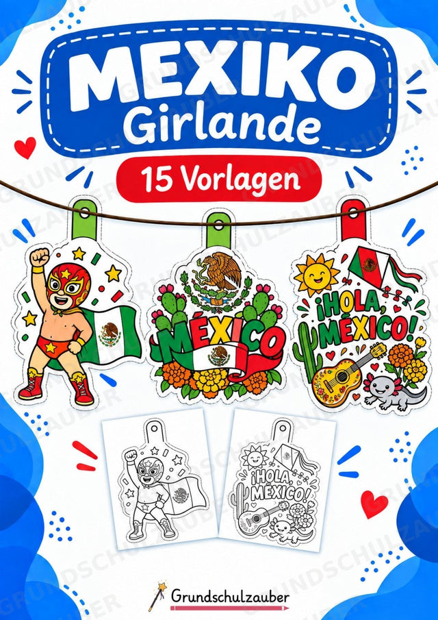 Mexiko – Fensterdeko – Basteln – Ausmalbild – Ausschneiden – 15 Vorlagen – Cover