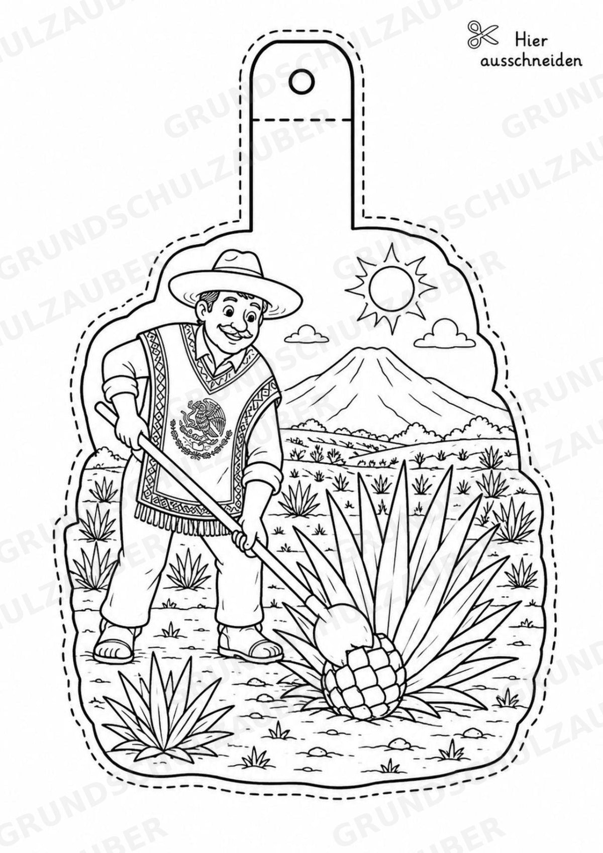 Mexiko – Fensterdeko – Basteln – Ausmalbild – Ausschneiden – 15 Vorlagen – Materialseite 13