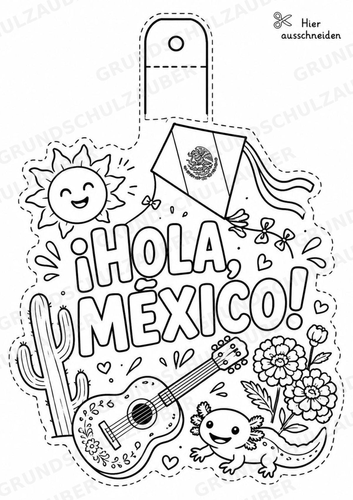 Mexiko – Fensterdeko – Basteln – Ausmalbild – Ausschneiden – 15 Vorlagen – Materialseite 16