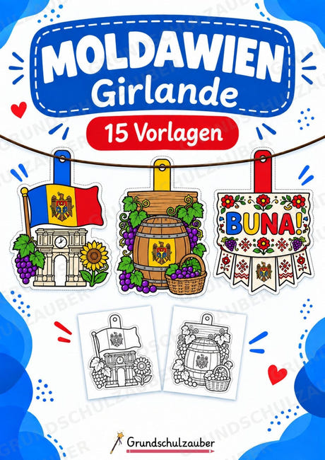 Moldawien – Fensterdeko – Basteln – Ausmalbild – Ausschneiden – 15 Vorlagen – Cover