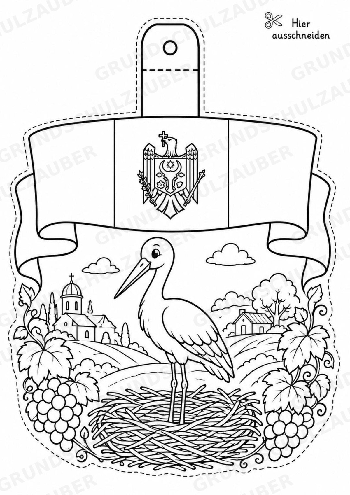 Moldawien – Fensterdeko – Basteln – Ausmalbild – Ausschneiden – 15 Vorlagen – Materialseite 7