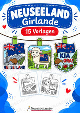 Neuseeland – Fensterdeko – Basteln – Ausmalbild – Ausschneiden – 15 Vorlagen – Cover