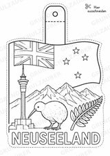 Neuseeland – Fensterdeko – Basteln – Ausmalbild – Ausschneiden – 15 Vorlagen – Materialseite 2