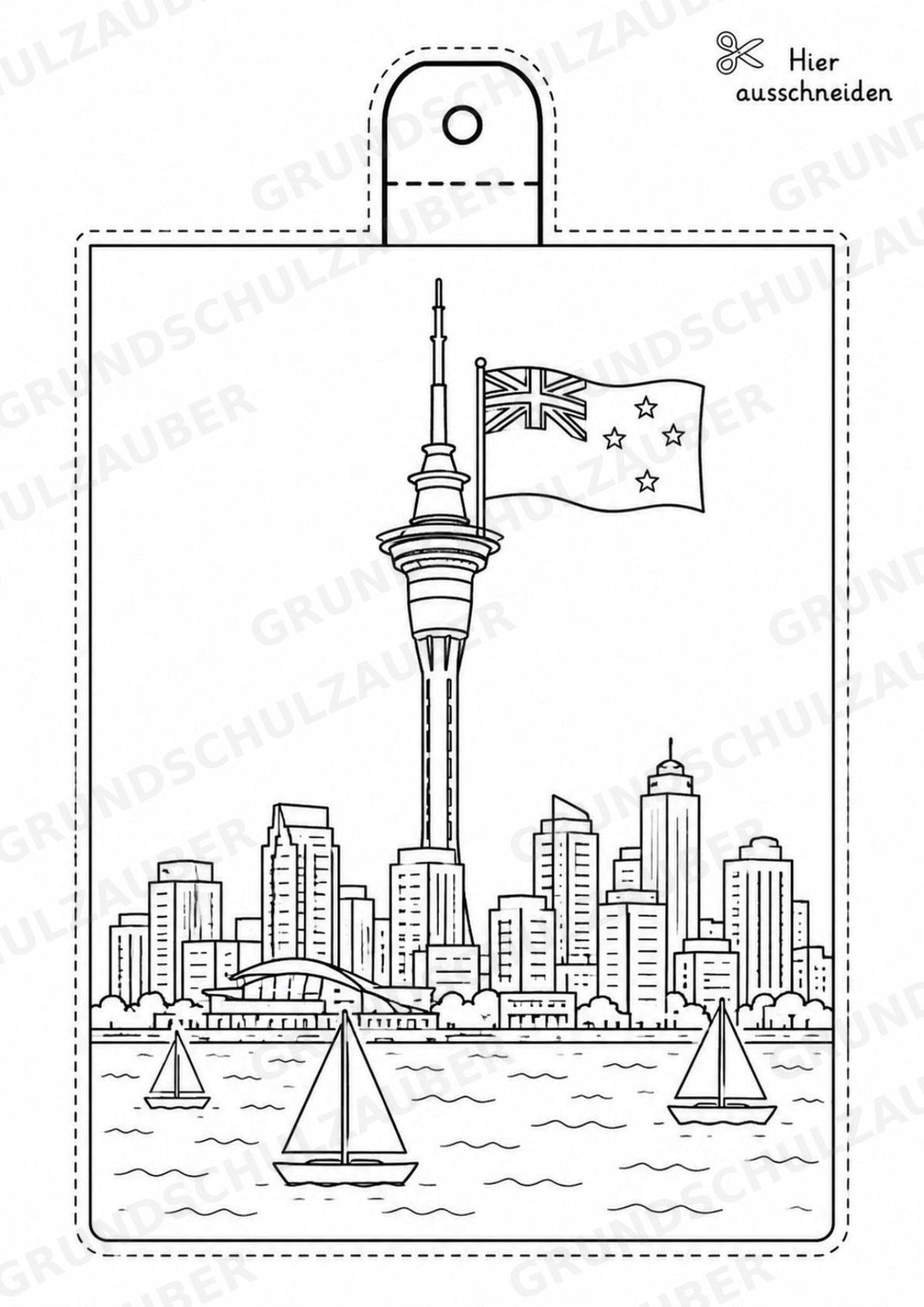 Neuseeland – Fensterdeko – Basteln – Ausmalbild – Ausschneiden – 15 Vorlagen – Materialseite 12