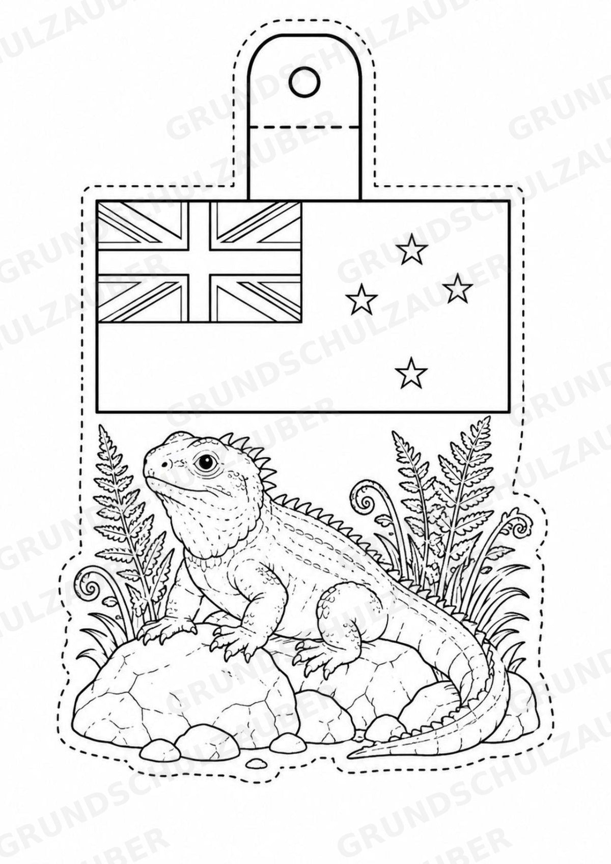 Neuseeland – Fensterdeko – Basteln – Ausmalbild – Ausschneiden – 15 Vorlagen – Materialseite 14