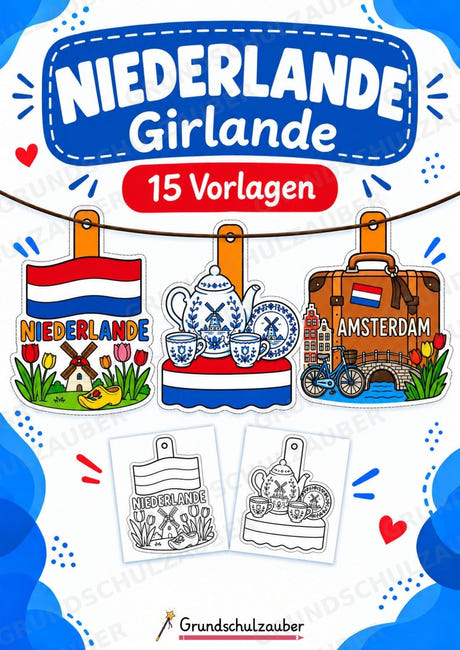 Niederlande – Fensterdeko – Basteln – Ausmalbild – Ausschneiden – 15 Vorlagen – Cover